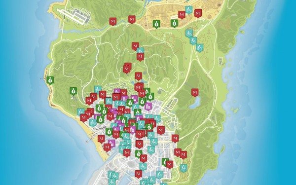 GTA 5 map with all notations