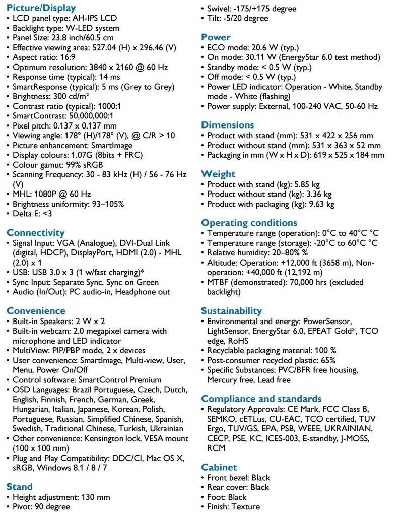 Philips 241P6VPJKEB specs