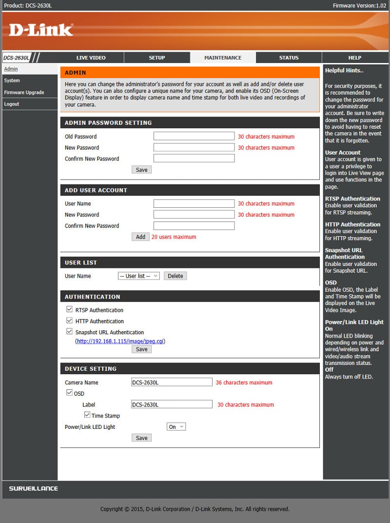 DLink_DCS-2630L-SS-GUI main 1