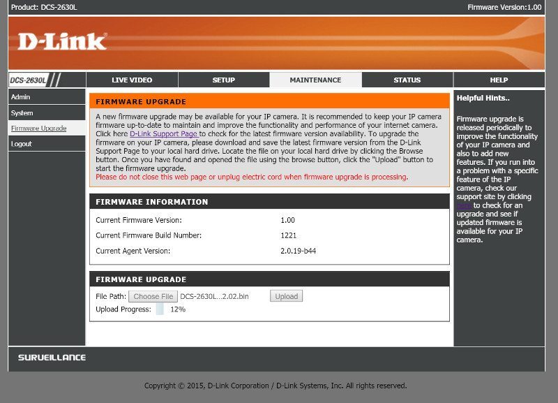 DLink_DCS-2630L-SS-GUI main 3 firmware upgrade