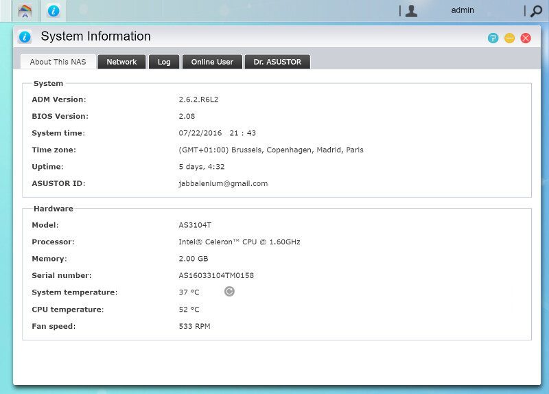 ASUSTOR_AS3104T-SS-System Information 1