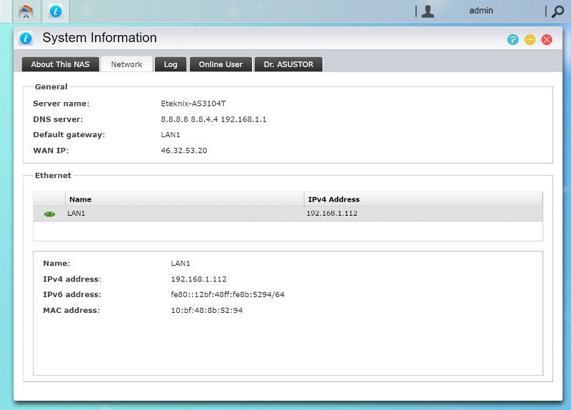 ASUSTOR_AS3104T-SS-System Information 2