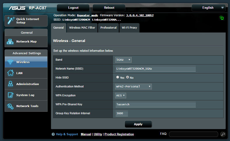 ASUS RP-AC87 SS extender mode 3