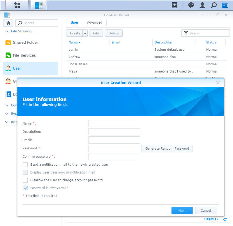 Synology DS716pII SS user 1