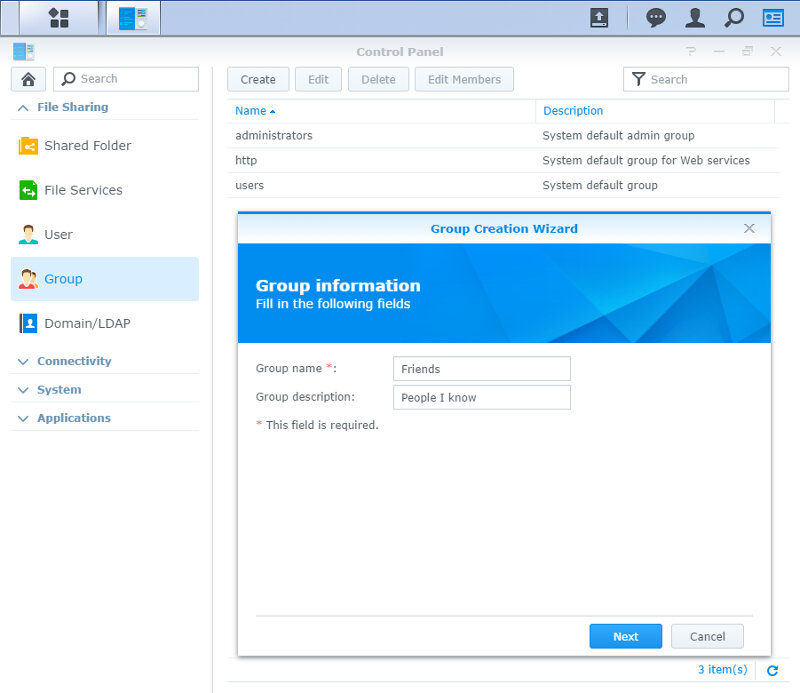 Synology DS716pII SS user groups