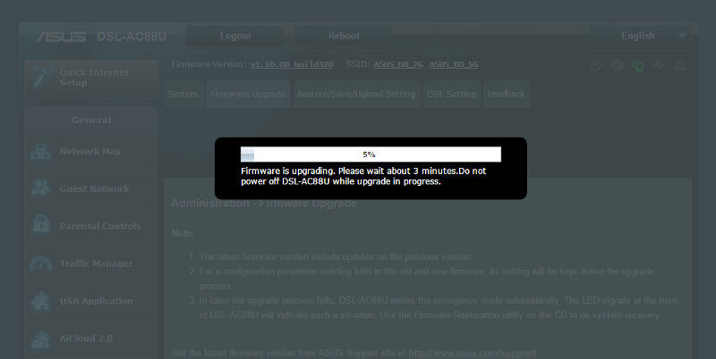 ASUS DSL-AC88U SS 00 Init update firmware