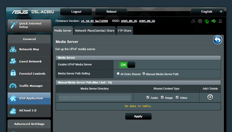 ASUS DSL-AC88U SS 03 USB Apps 04 media server