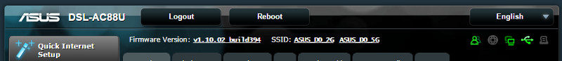 ASUS DSL-AC88U SS Status bar