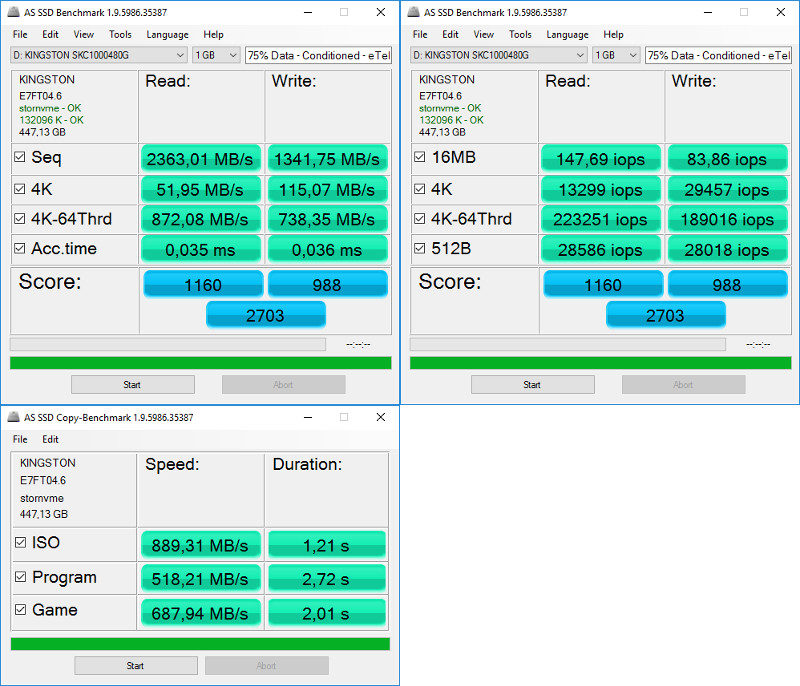 Kingston KC1000 480GB BenchCondi asssd combined