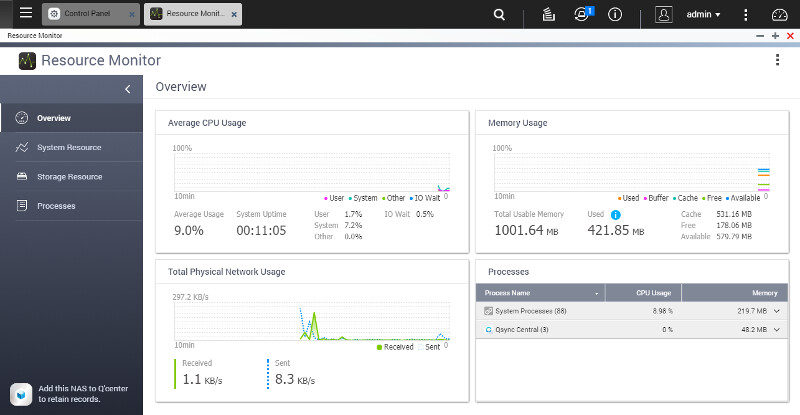 QNAP TS-231P SS 02 resource monitor 1