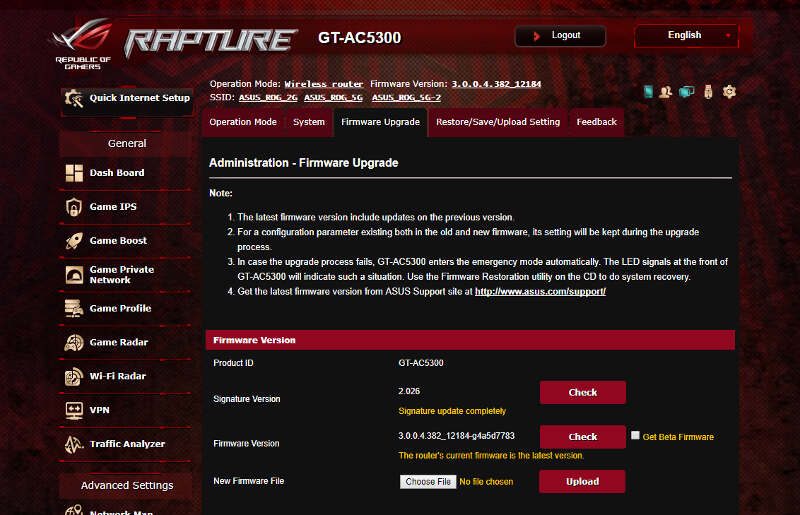 ASUS ROG Rapture SS 00 Init firmware upgrade