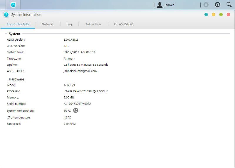 ASUSTOR ADM 3 SS 03 system info 1