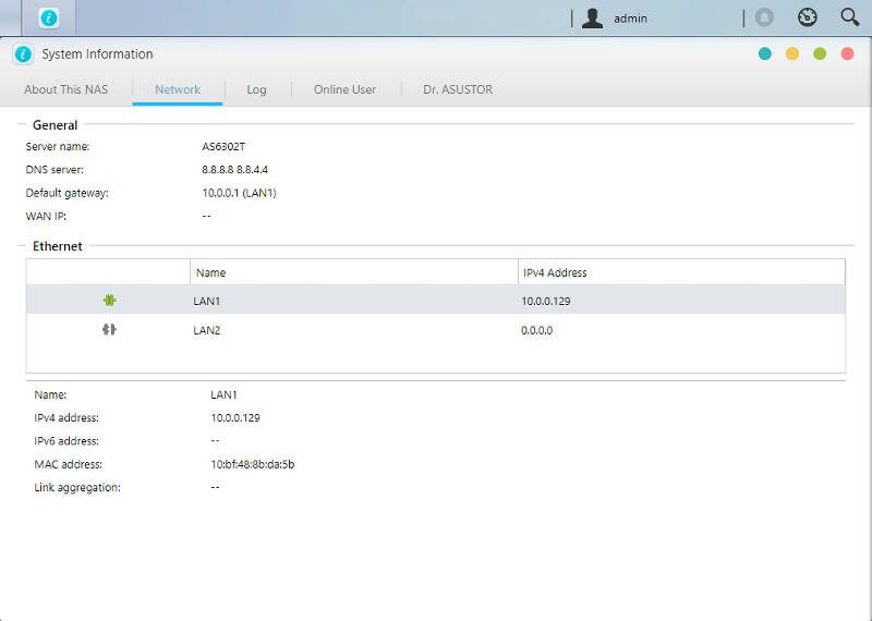 ASUSTOR ADM 3 SS 03 system info 2