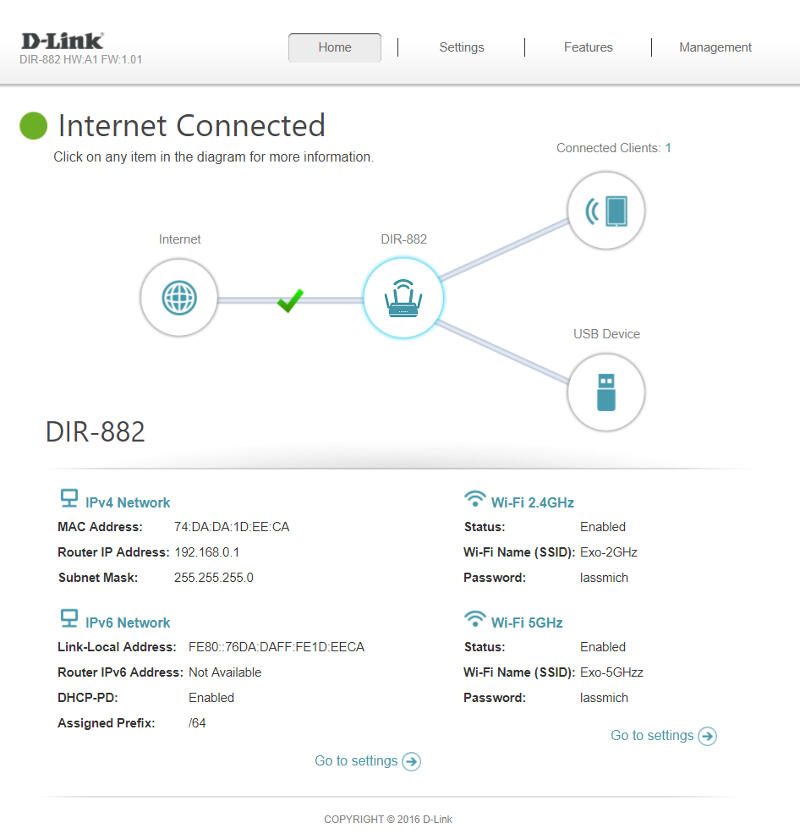 D-Link DIR-882 SS GUI dashboard 2