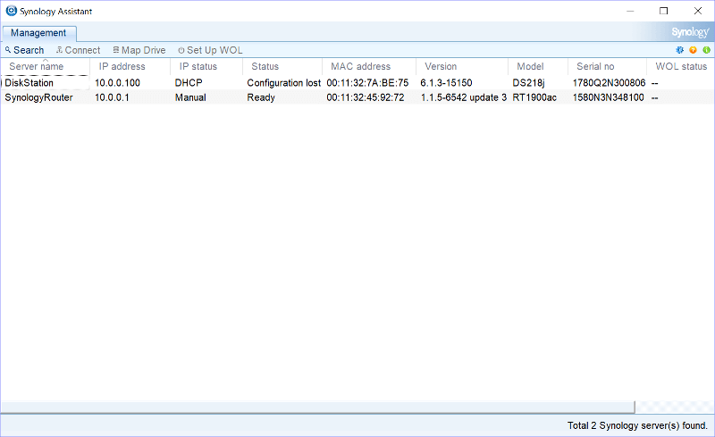 Synology DS218j SS 0 finder