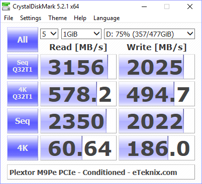 Plextor M9Pe M9PeY 512GB BenchCondi cdm 75