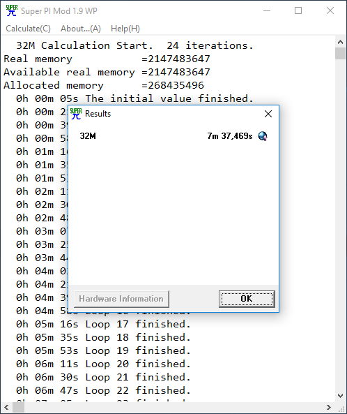 Intel Xeon W-2195 Bench super pi