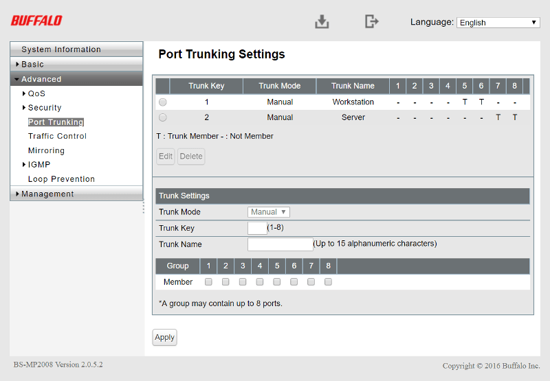 Buffalo BS-MP2008 SS04 MoreAndFixes port trunking