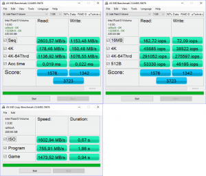 Intel Optane SSD 800p RAID BenchRAID0 asssd 0 combined 50