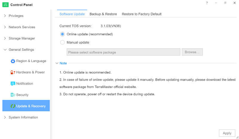 TerraMaster F4-420 SS04 Settings 7 update