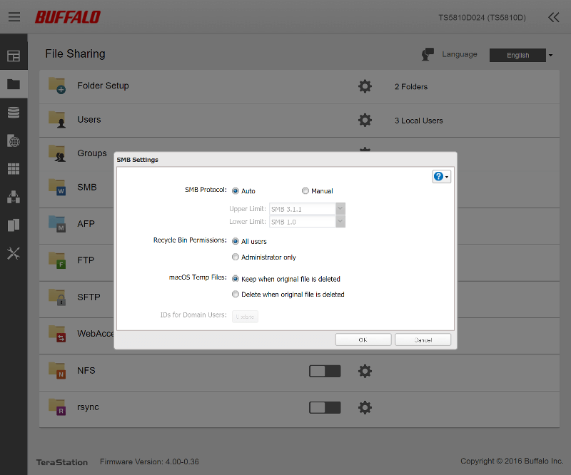 Buffalo TeraStation 5810DN SS01 FileSharing 08 protocol smb