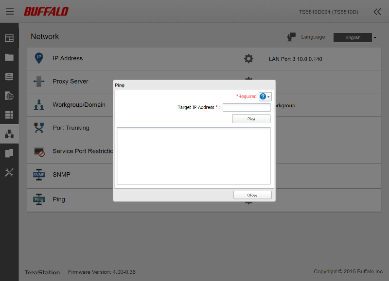 Buffalo TeraStation 5810DN SS04 Network 04 ping tool