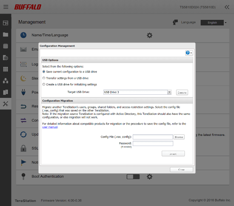 Buffalo TeraStation 5810DN SS05 Management 01 config management