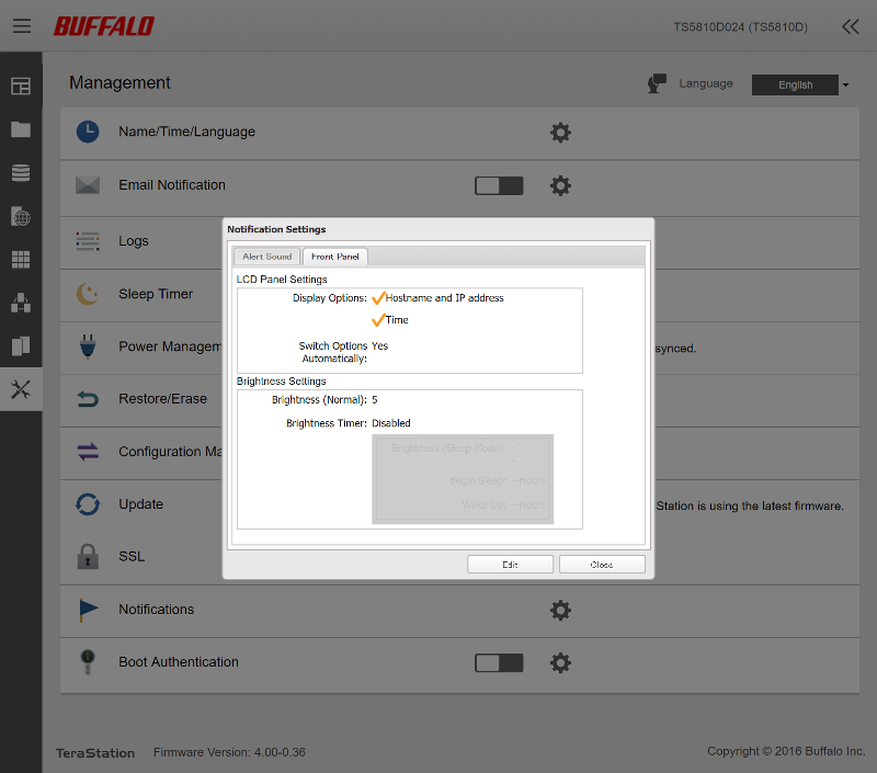 Buffalo TeraStation 5810DN SS05 Management 03 notifications display