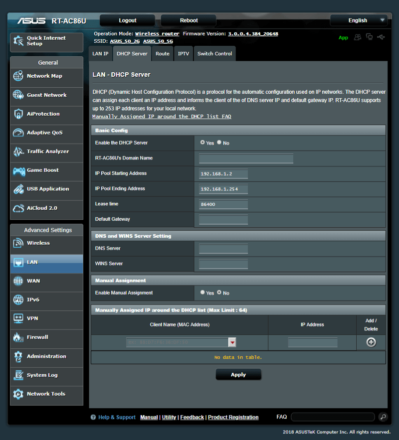 ASUS RT-AC86U AC2900 SS02 Network 02 lan 2