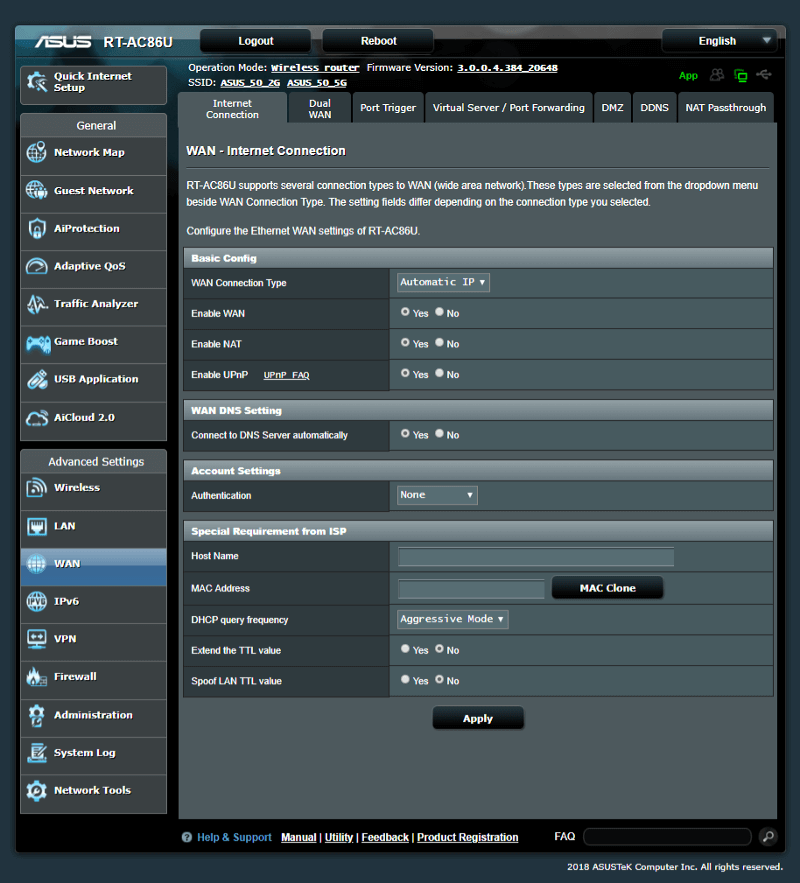 ASUS RT-AC86U AC2900 SS02 Network 03 wan 1