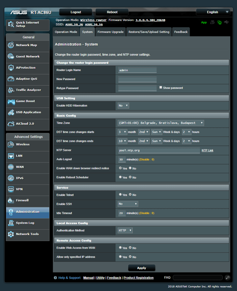 ASUS RT-AC86U AC2900 SS03 Settings 08 admin system