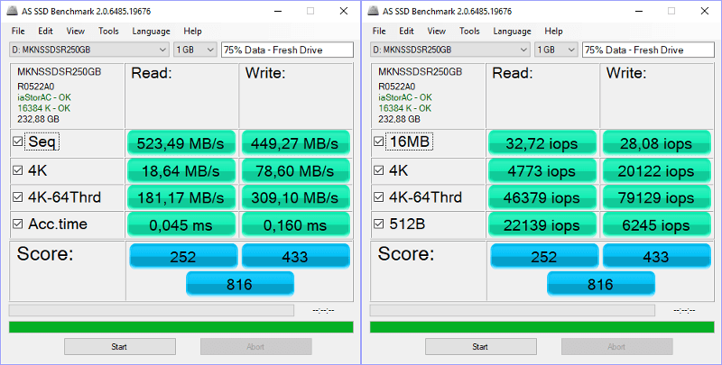 Mushkin Source 250GB BenchFresh asssd 0 combined 75