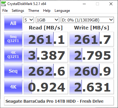 Seagate BarraCuda Pro 14TB Bench cdm 0