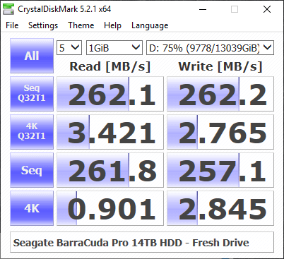 Seagate BarraCuda Pro 14TB Bench cdm 75