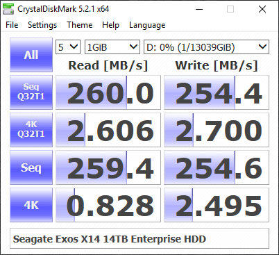 Seagate Exos X14 14TB Bench cdm 0