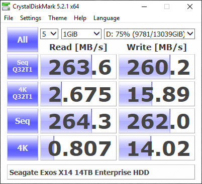 Seagate Exos X14 14TB Bench cdm 75