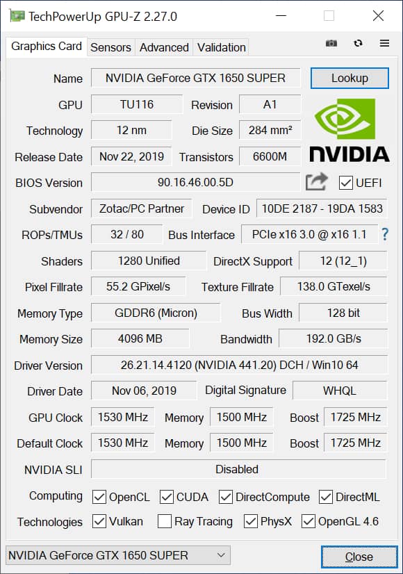 ZOTAC GTX 1650 SUPER Twin Fan Review Page 15 eTeknix