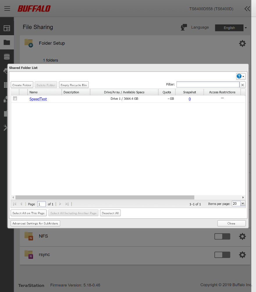 Buffalo NAS file sharing 2