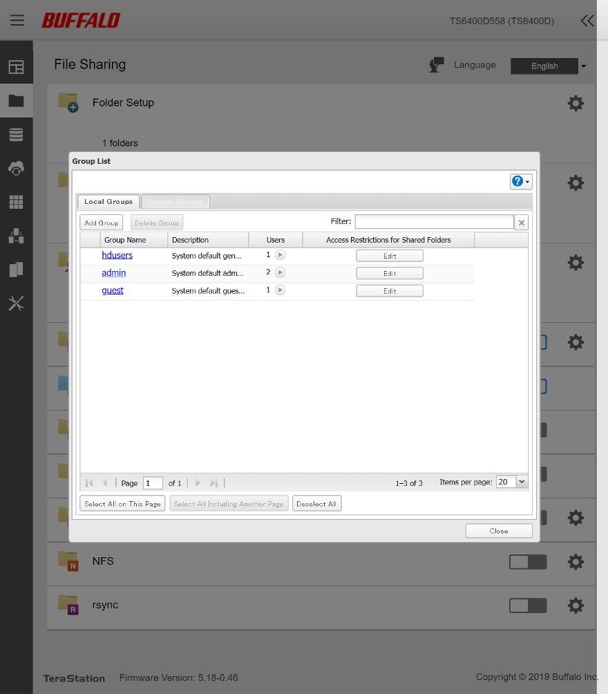 Buffalo NAS file sharing 6