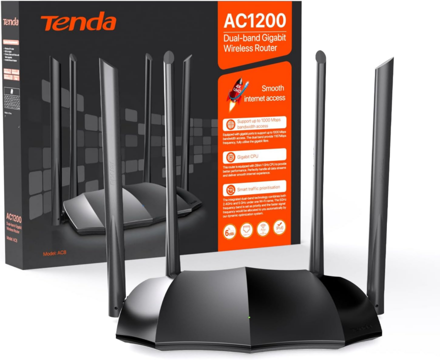 Tenda Router Repeater WiFi AC1200 2.4-5Ghz 1200 Mbps Black